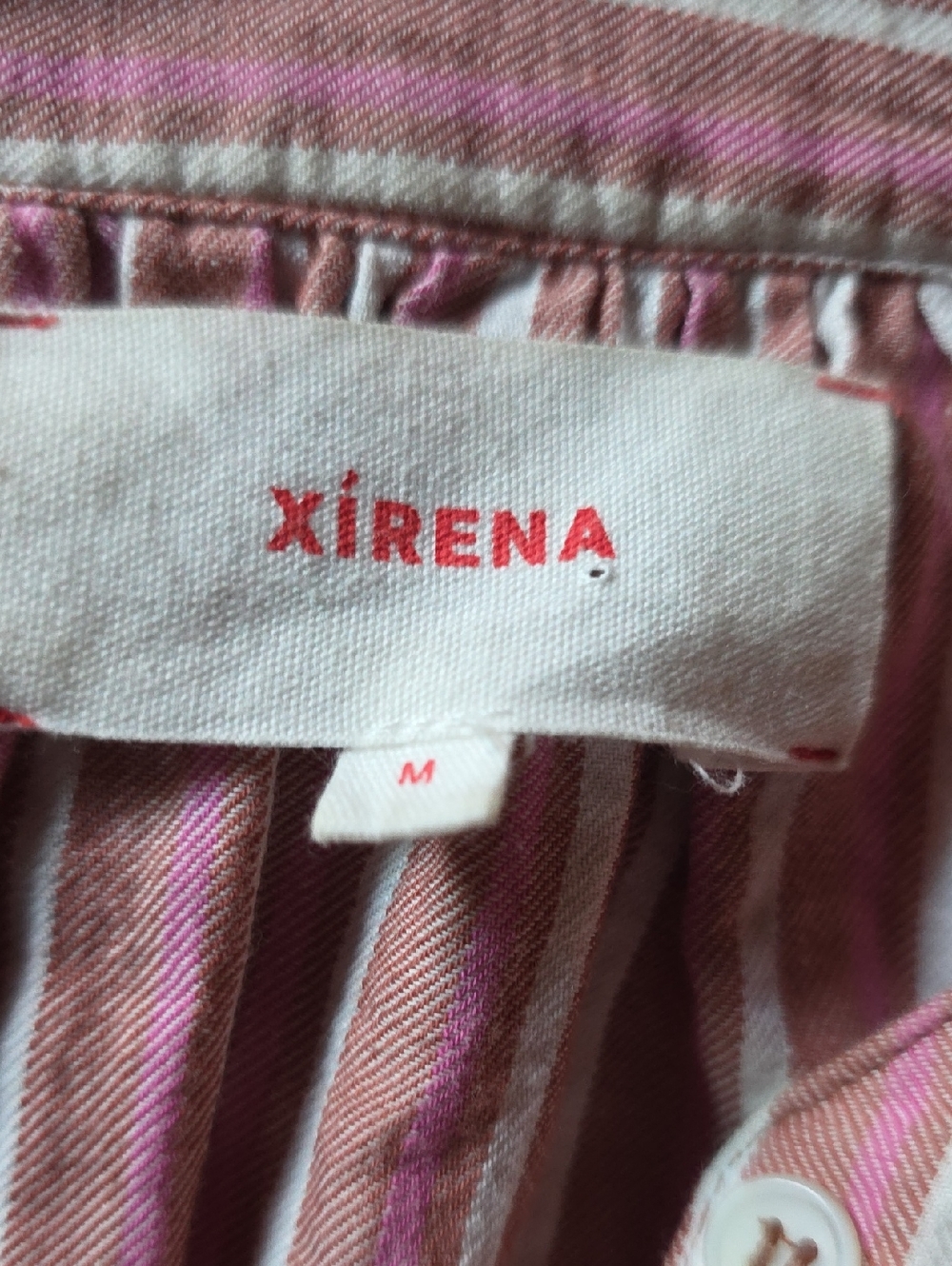 Xirena Aerin Top Striped Blouse Sz M Button Up Pink White Boho Classic Relaxed - Picture 4 of 11